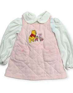 The Disney Store Classic Winnie the Pooh and Piglet Quilted Pink Dress 12 m